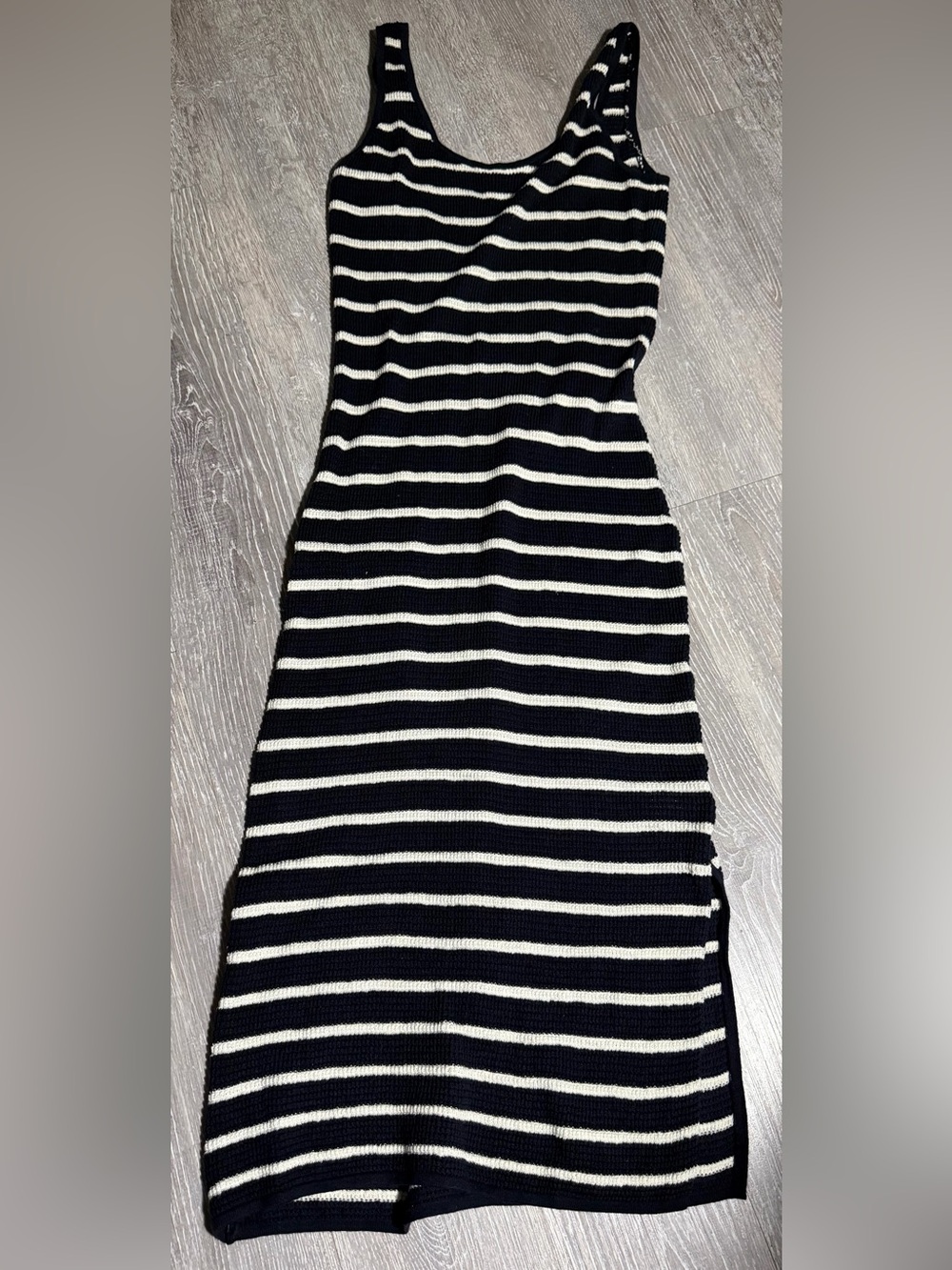 Express Black and White Striped Maxi Tank Dress